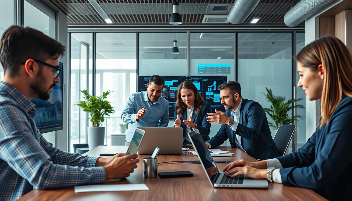 Business software development team collaboration